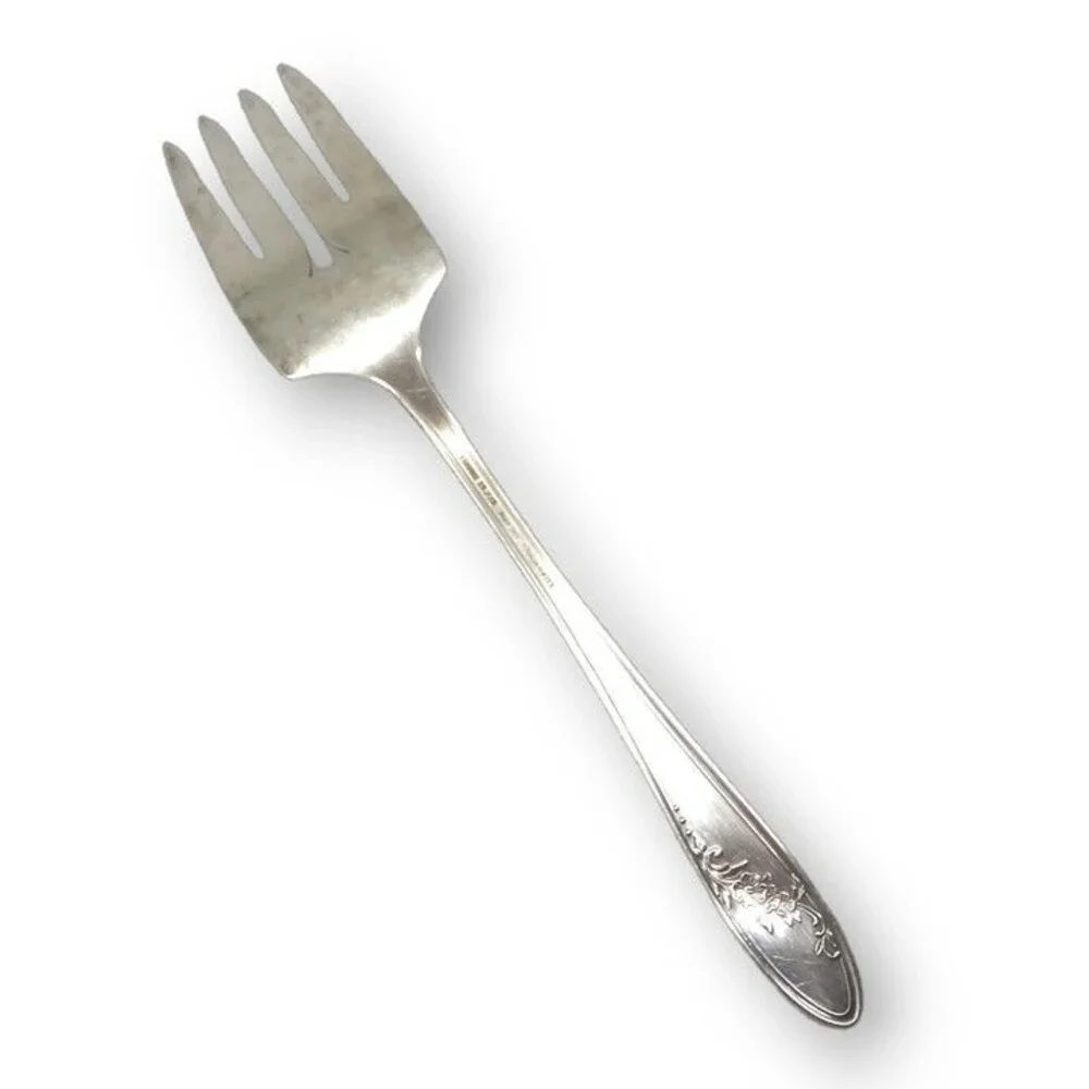 Oneida Community Plate Queen Bess II Medium Solid Cold Serving Fork-VIntage-MCM